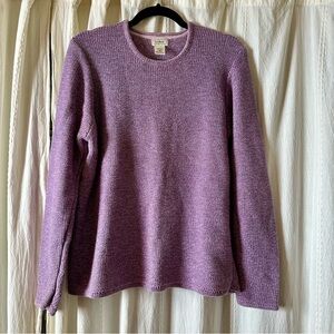 LL BEAN Purple Knit Sweater 100% Cotton Women’s Size L Reg